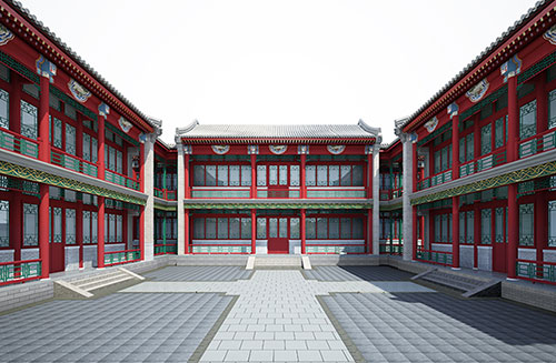 内江北京四合院设计古建筑鸟瞰图展示